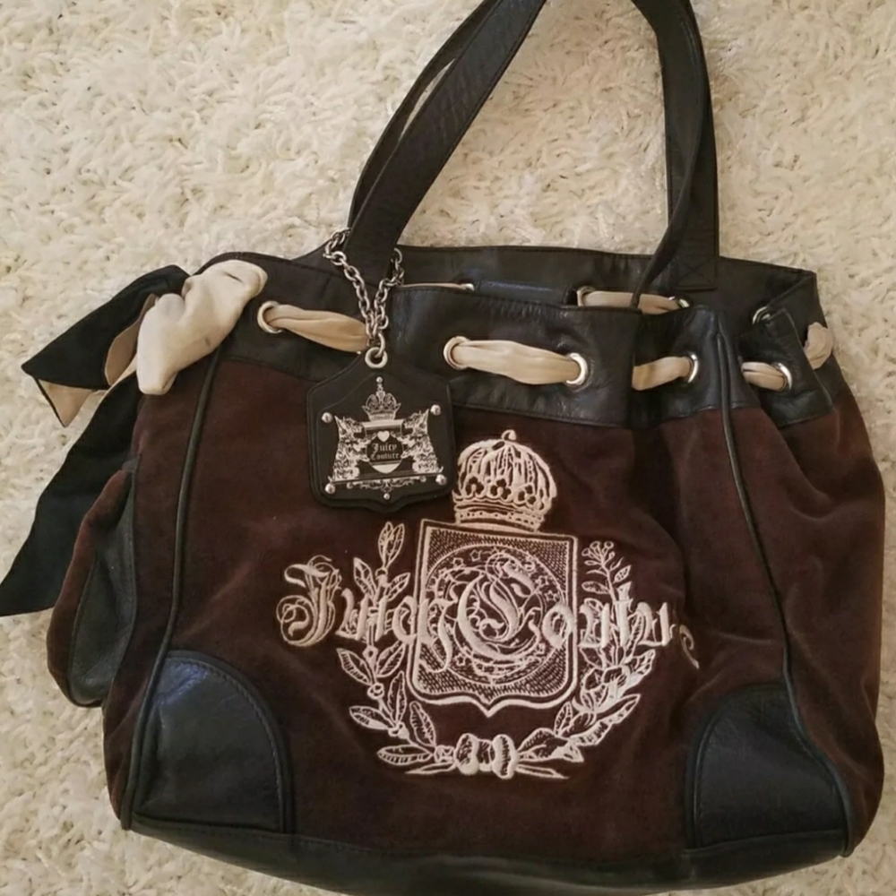 Juicy Couture Daydreamer Brown Velvet Leather Blac